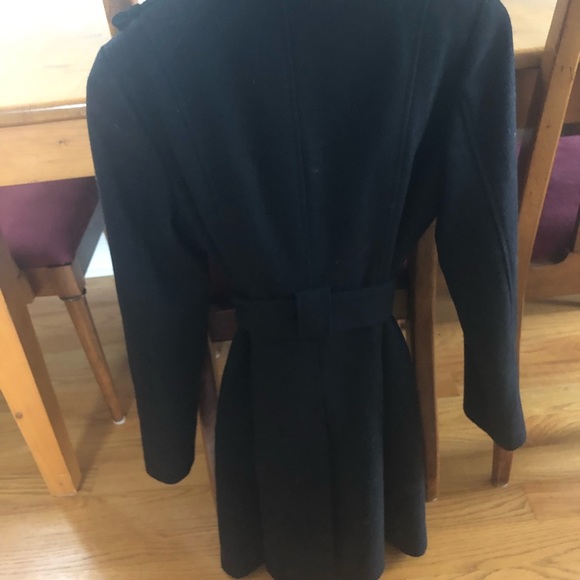 Melton Wool Stand Envelope Collar Long Sleeve Tie Waist Coat - Picture 2 of 4